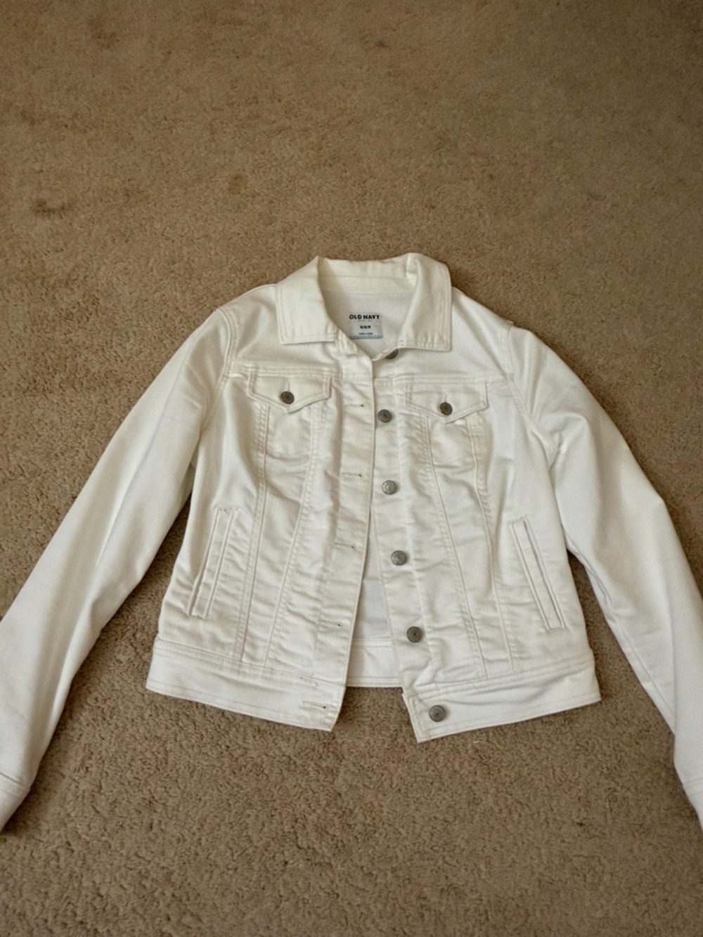 Old Navy White Women's Denim Jacket - Classic Button-Front
